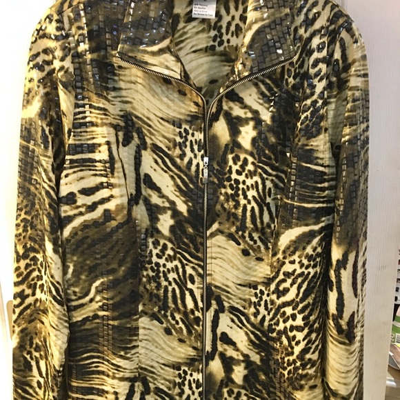 Misook jacket SEQUINS looks wet animal print nwot - Picture 1 of 4
